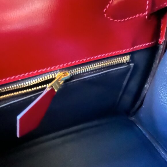 Wirkin Designer Inspired Kelly Red Box Smooth Leather 32 CM Bag - Picture 10 of 11